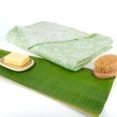 Banana Jacquard Floral Bath Towel - Pastel Green