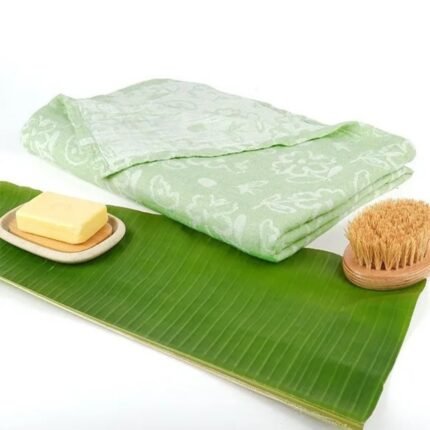 Banana Jacquard Floral Bath Towel - Pastel Green