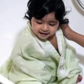 Aloe Vera Garden Bunny Printed Baby Bath Towel - Green