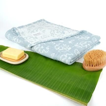Banana Jacquard Floral Bath Towel - Chalk Blue