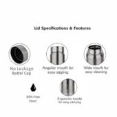 Probott Steel Water Bottle - Freeze Silver 1000 ml - Image 4