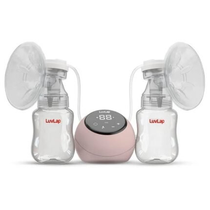 Luv Lap LuvLap Adore Double Electric Breast Pump with Dual Mode, 2-Phase Stimulation & Expression, Soft Silicone Cushion, Rechargeable Battery, BPA-Free White