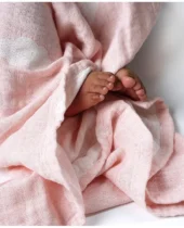 Aloe Vera Dreamy Clouds Printed Baby Bath Towel - Pink - Image 3