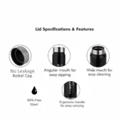 Probott Steel Water Bottle - Freeze Black 750 ml - Image 4