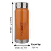 Probott Steel Water Bottle - Freeze Orange 750 ml - Image 3