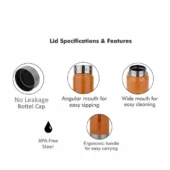 Probott Steel Water Bottle - Freeze Orange 750 ml - Image 4