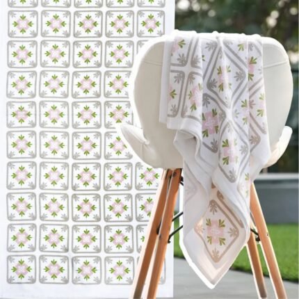 Bamboo Bath Towel - Floral Tile