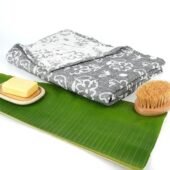 Banana Jacquard Floral Bath Towel - Charcoal