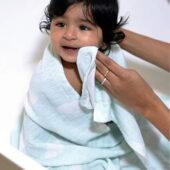 Aloe Vera Dreamy Clouds Printed Baby Bath Towel - Blue