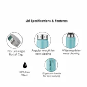 Probott Steel Water Bottle - Freeze Light Green 1000 ml - Image 4