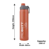 Probott Steel Water Bottle - Sip Orange 1000 ml - Image 3