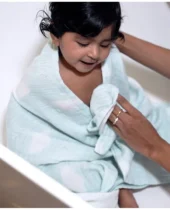 Aloe Vera Dreamy Clouds Printed Baby Bath Towel - Blue - Image 2