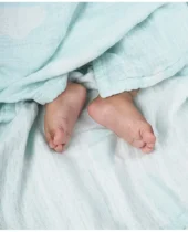 Aloe Vera Dreamy Clouds Printed Baby Bath Towel - Blue - Image 3