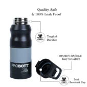 Probott Steel Water Bottle - LITE Black 850 ml - Image 3