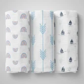 100% Cotton Muslin Baby Swaddle Set, Pack of 3, Size-120cm x 100cm