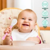 Dual Ended BPA Free Silicone Spoon Set (Pink) - Image 3