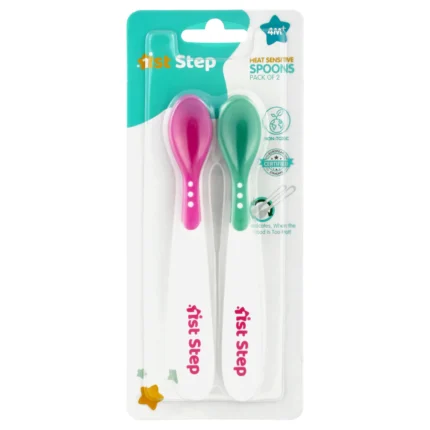 BPA Free Heat Sensitive Soft Tip Spoon (Pink & Green)