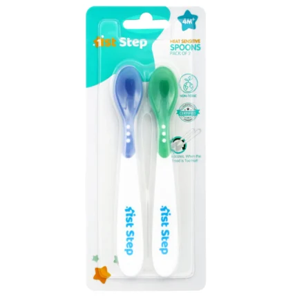 BPA Free Heat Sensitive Soft Tip Spoon (Blue & Green)