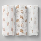 100% Cotton Muslin Baby Swaddle Set, Pack of 3, Size-120cm x 100cm