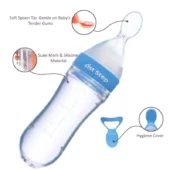 Non Spill BPA Free Soft Silicone Squeezy Food Feeder-Blue - Image 2