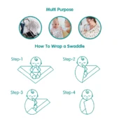 100% Cotton Muslin Baby Swaddle Set, Pack of 3, Size-120cm x 100cm - Image 3