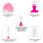 BPA Free Bottle And Nipple Cleaning Brush With Suction Base-Pink - Image 2