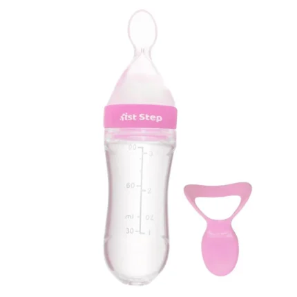 Non Spill BPA Free Soft Silicone Squeezy Food Feeder-Pink