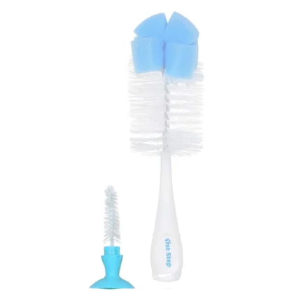 BPA Free Bottle And Nipple Cleaning Brush With Suction Base-Blue