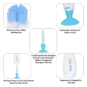 BPA Free Bottle And Nipple Cleaning Brush With Suction Base-Blue - Image 2