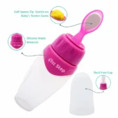 Non Spill Silicone Soft Squeeze Food Feeder-Pink - Image 2