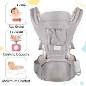 5 in 1 Hip Seat Baby Carrier (Grey) - Image 2