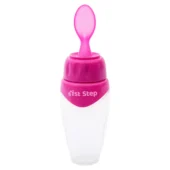 Non Spill Silicone Soft Squeeze Food Feeder-Pink - Image 3