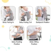 5 in 1 Hip Seat Baby Carrier (Grey) - Image 3