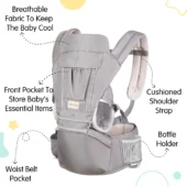 5 in 1 Hip Seat Baby Carrier (Grey) - Image 4