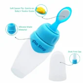 Non Spill Silicone Soft Squeeze Food Feeder-Blue - Image 2