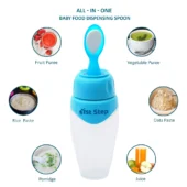 Non Spill Silicone Soft Squeeze Food Feeder-Blue - Image 3