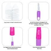 Bottle and Nipple Cleaning Brush with Nylon bristles for Easy Cleaning (Pink) - Image 2