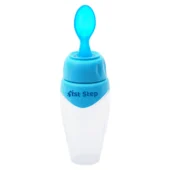 Non Spill Silicone Soft Squeeze Food Feeder-Blue - Image 4