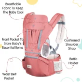 5 in 1 Hip Seat Baby Carrier (Orange) - Image 4