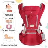 5 in 1 Hip Seat Baby Carrier (Red) - Image 2