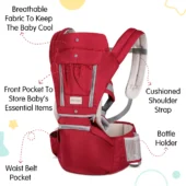 5 in 1 Hip Seat Baby Carrier (Red) - Image 4