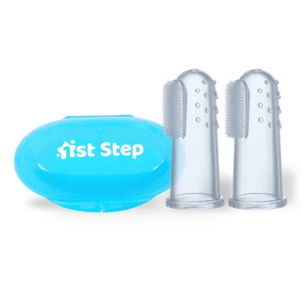 Silicone Finger Brush Pack of 2 With Carrying Case-Blue