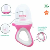 BPA Free Silicone Fruit and Food Nibbler and Feeder-Pink - Image 2