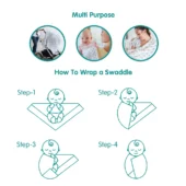 100% Cotton Muslin Baby Swaddle Set, Pack of 3, Size-120cm x 100cm - Image 3