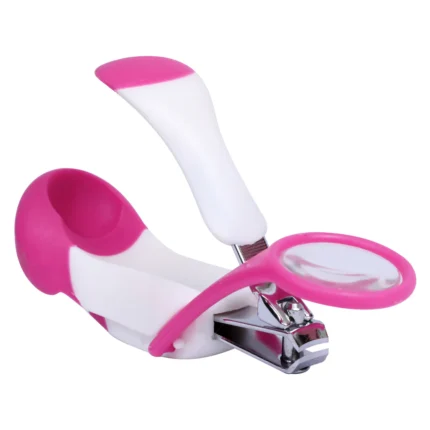 Easy Grip Baby Nail Clipper With Magnifying Glass-Pink
