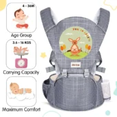 5 in 1 Hip Seat Baby Carrier (Grey) - Image 2