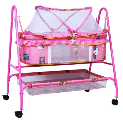 Cradle With Swing And Mosquito Net - Pink