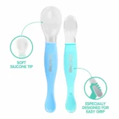 Dual Ended BPA Free Silicone Spoon Set (Blue)