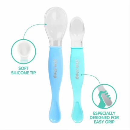 Dual Ended BPA Free Silicone Spoon Set (Blue)