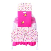 Cradle with Swing, Mosquito Net and Storage Basket (Pink) - Image 3